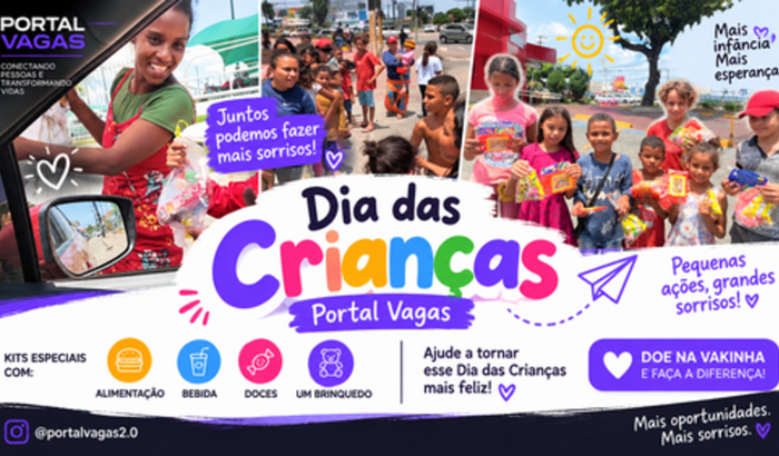 Crianças recebendo carinho e presentes no Dia das Crianças